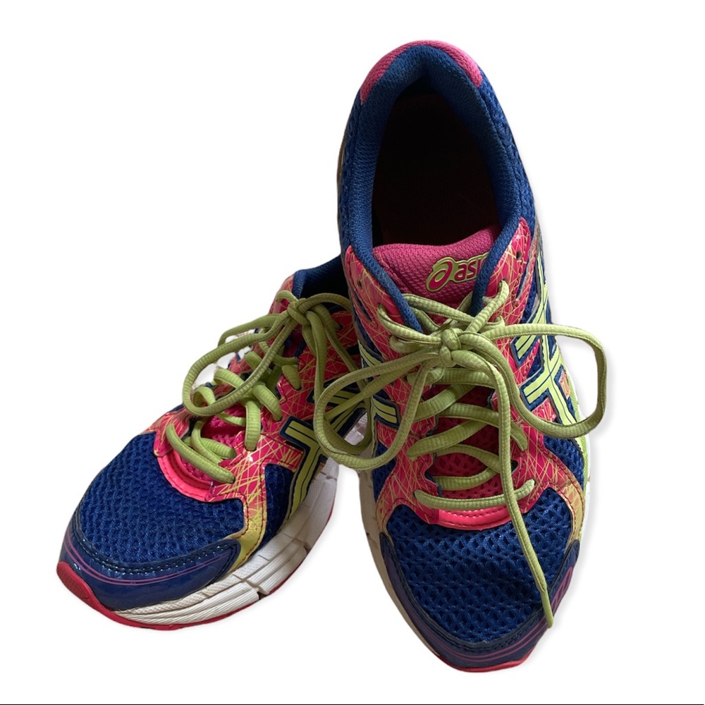 Asics Womens Gel Excite Neon/Blue/Pink Running Shoes Sneakers